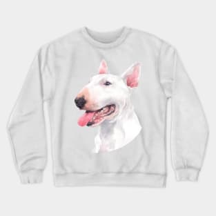 White Bull Terrier Watercolor Art Crewneck Sweatshirt